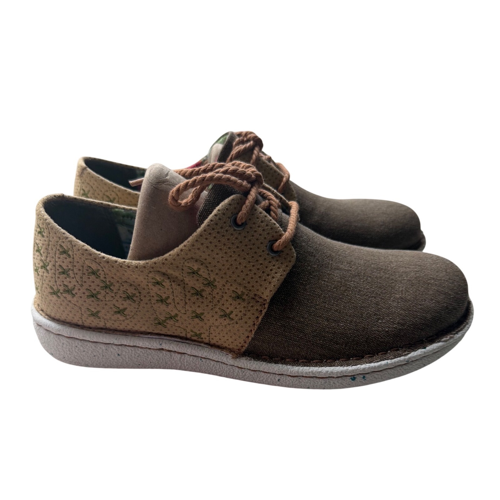 Justin Jl142 Womens Brown Canvas Cactus Embroidered Lace Up Casual Shoes 6 M